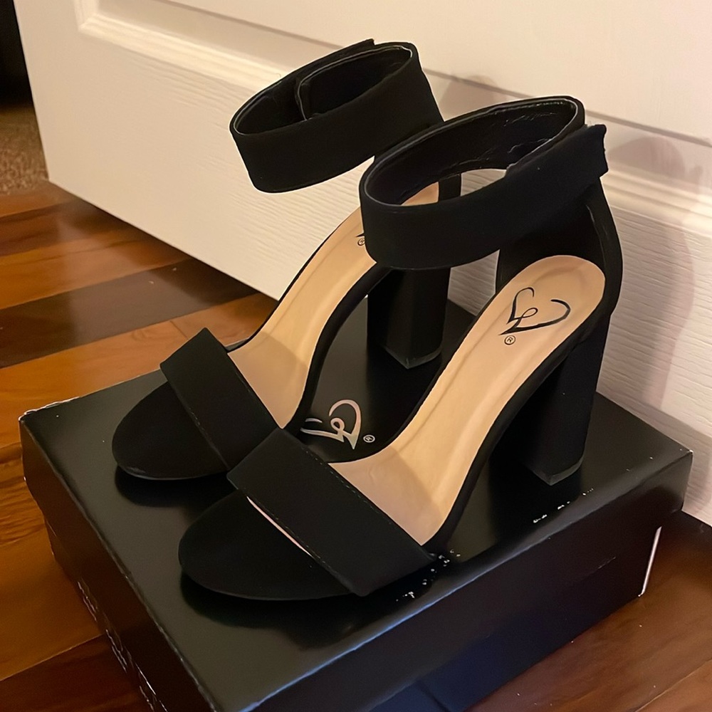 Black Windsor Party Block Heels - Size 6